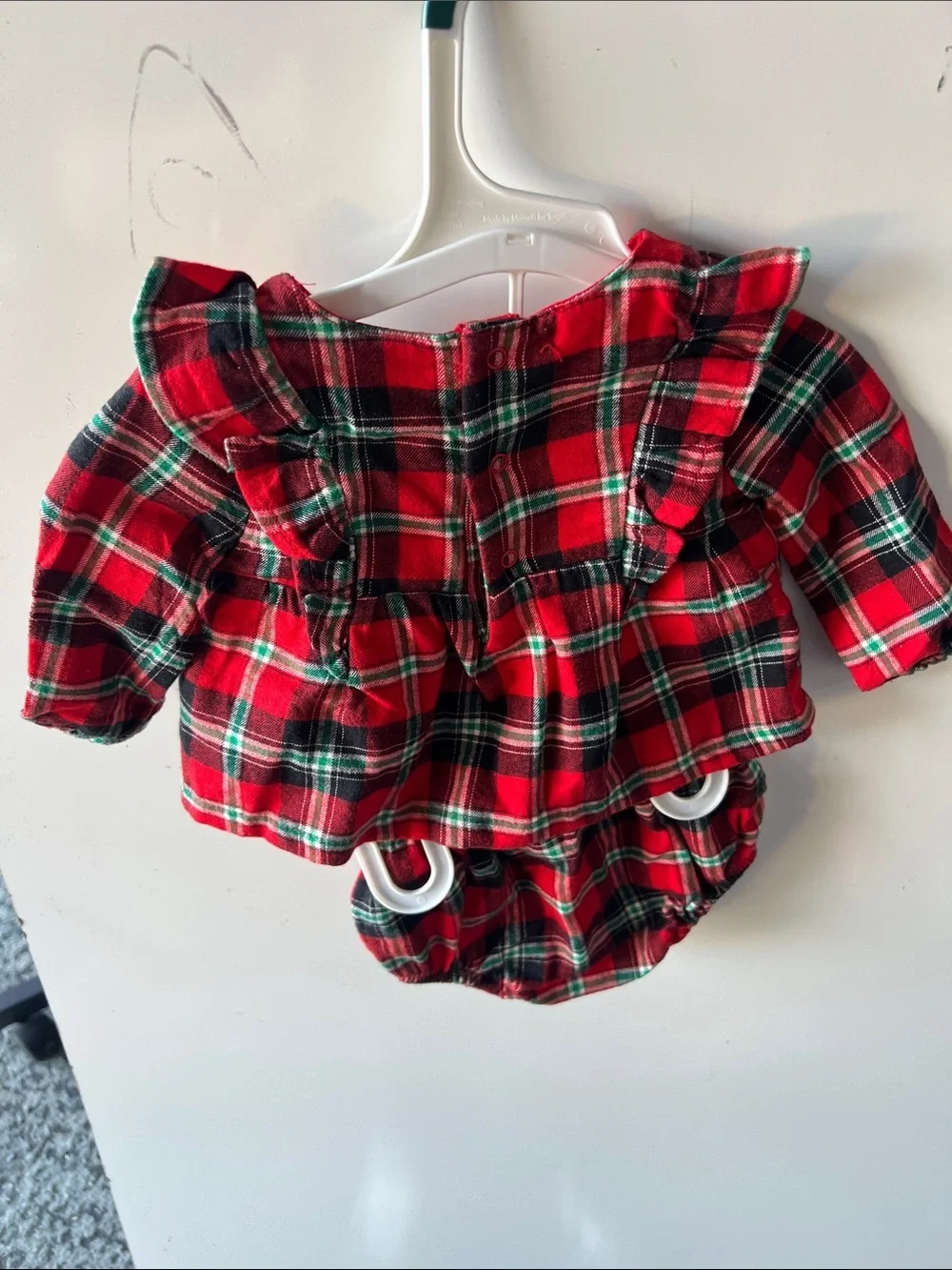 Cat & Jack Red Green Plaid Baby Matching Set
